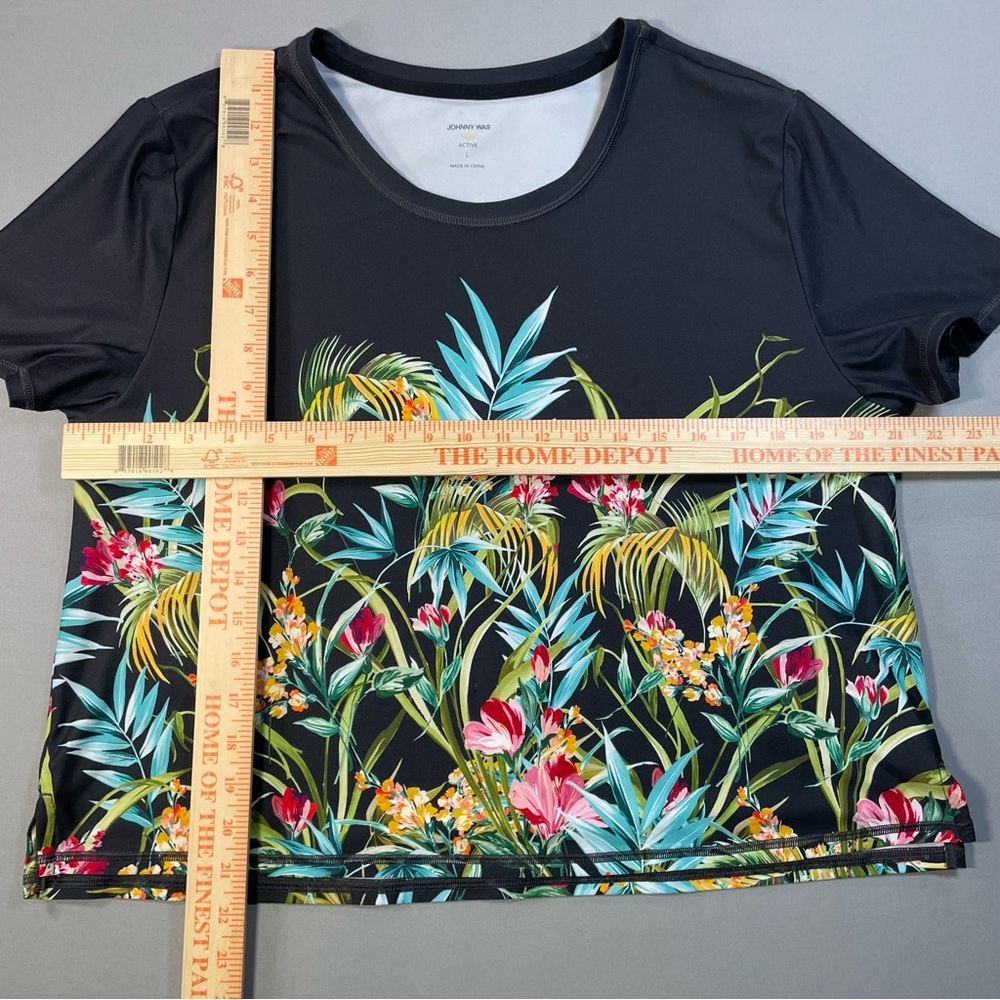 Johnny Was Bee Active Short Sleeve Step Hem Tee, Floral, Cropped - Womens Large - Picture 13 of 16